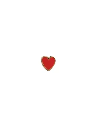 Petit Love Heart Enamel Single Ørering - Red Coral/Guldfarvet 